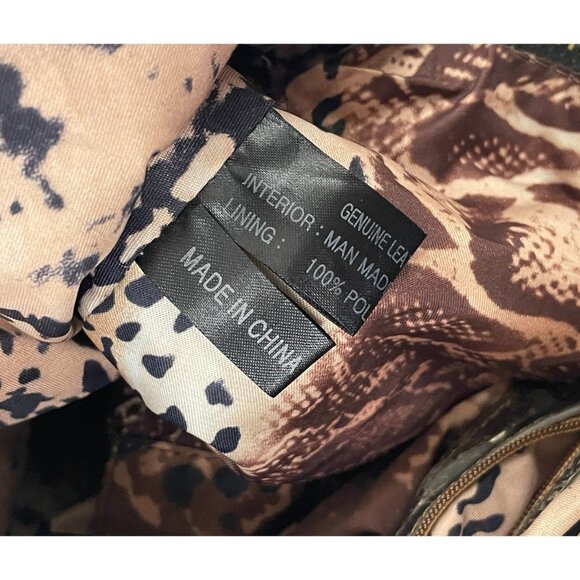 Sharif Womens Shoulder Handbag Green Leopard Print Leather satchel hobo Purse - Picture 8 of 15